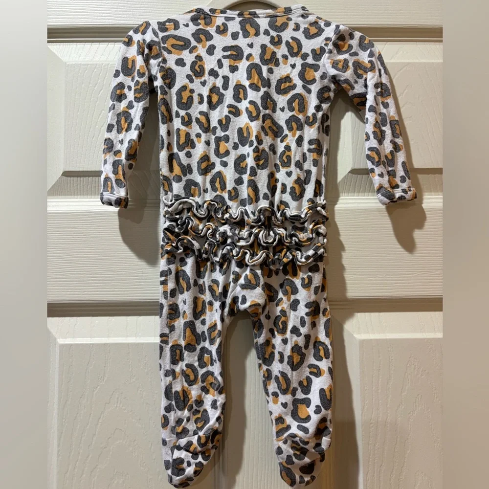 Spearmint Love Bamboo Leopard Print Kids Footie - Picture 4 of 4